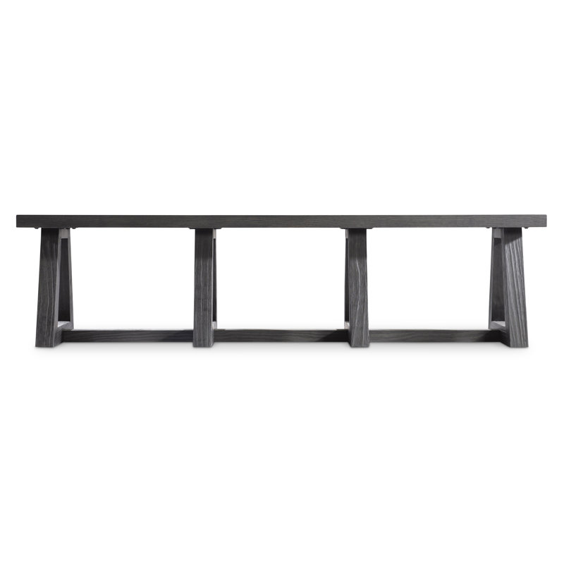 Modern Black Wood Dining Bench with Triangular Legs
