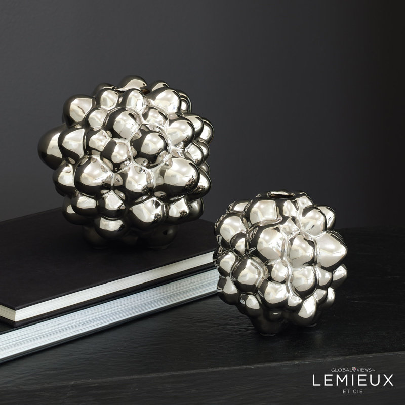 Bubble Vase, 6.75" H x 7" W x 7" D, Bright Silver