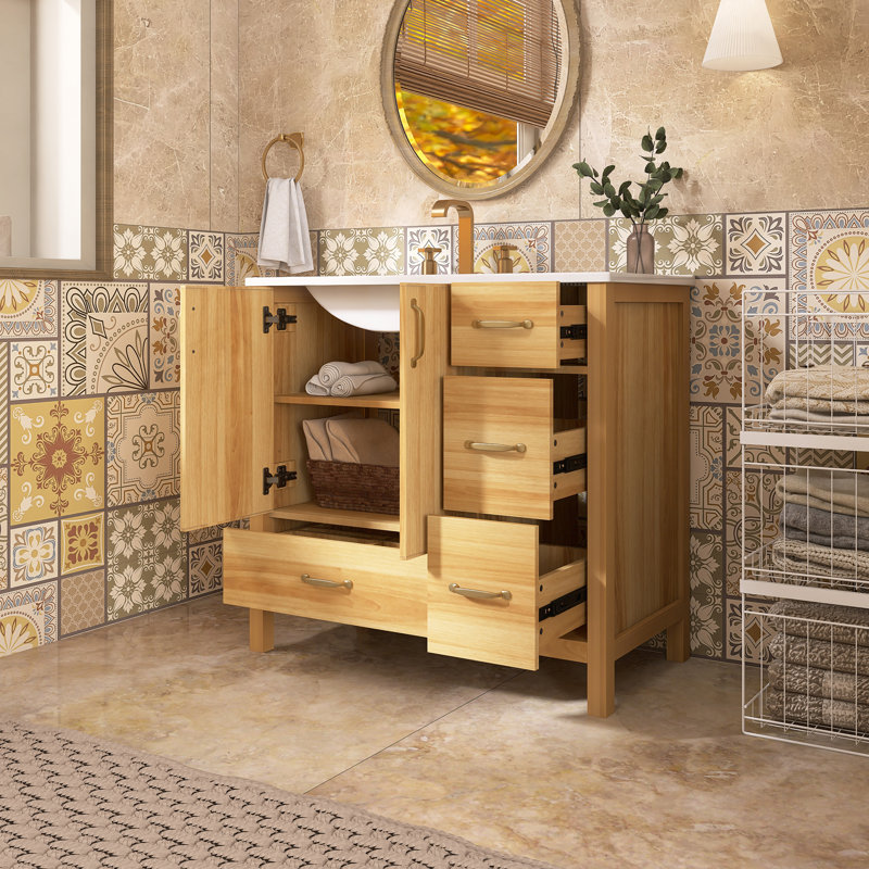 Meuble-lavabo simple 36 po avec comptoir en céramique 36 po