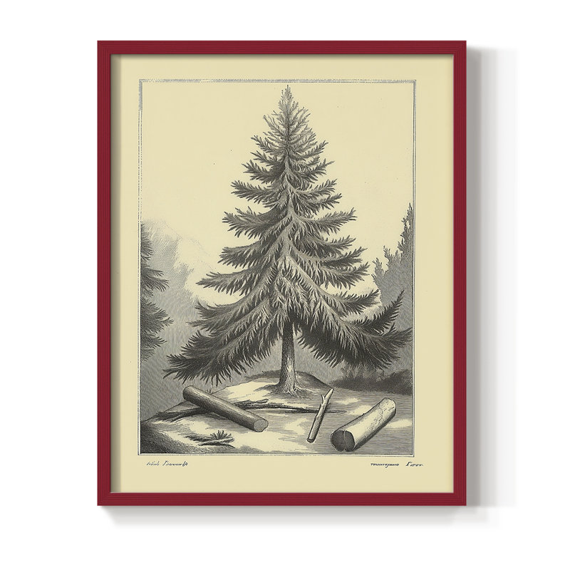 Reproduction d'art encadrée de Noël, H 11 po x l 9 po, Rouge