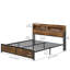 Kingsize Bed Frame with LED Headboard, Metal Platform Bed Frame with USB Ports&Charging Outlets, 2 Tiers Storage Shelves-18447315-26207849