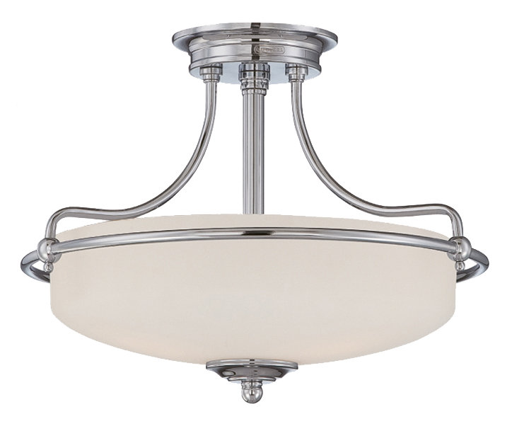Rockwood Glass Semi Flush Mount, Polished Chrome
