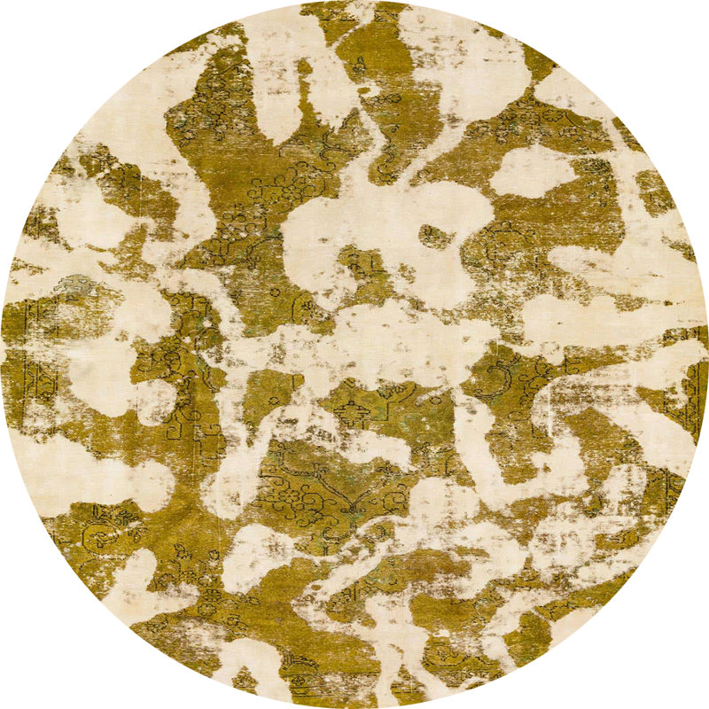 Tapis vert en laine Power Loom, Rond 3 pi