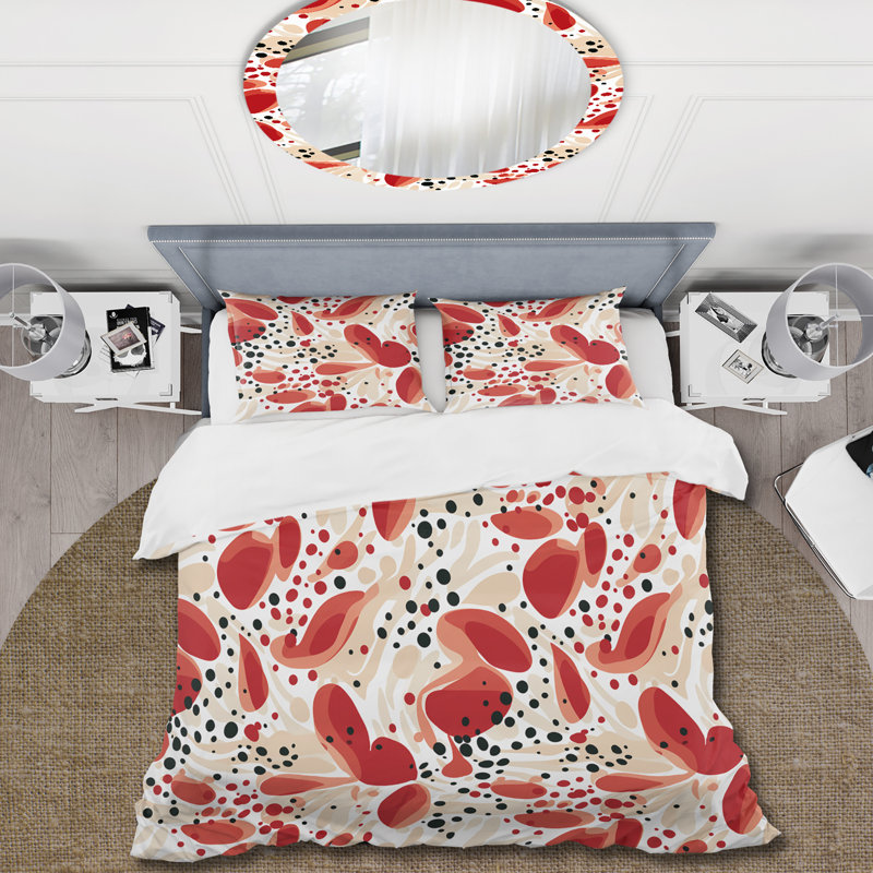 Literie à pois rouges et blancs II, Housse de couette simple + 1 taie décorative stan