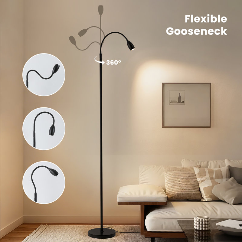 Precision Task Standing Lamp With Adjustable Beam & Flexible Gooseneck - Dimmable Focus Light For Reading & Office Work