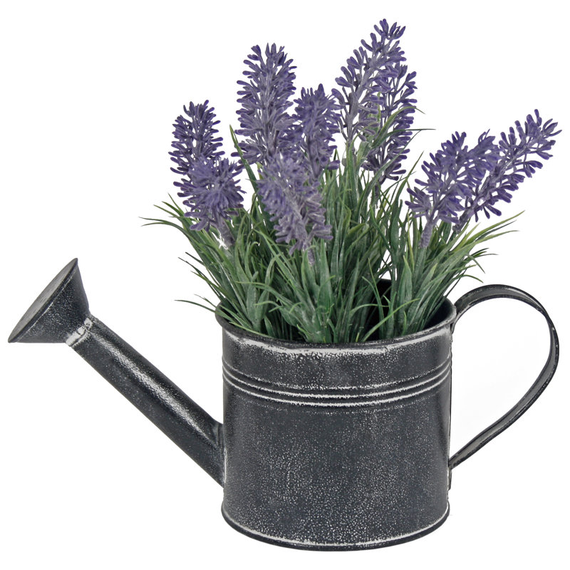 20.5cm Faux Lavender Plant in Metal Watering Can