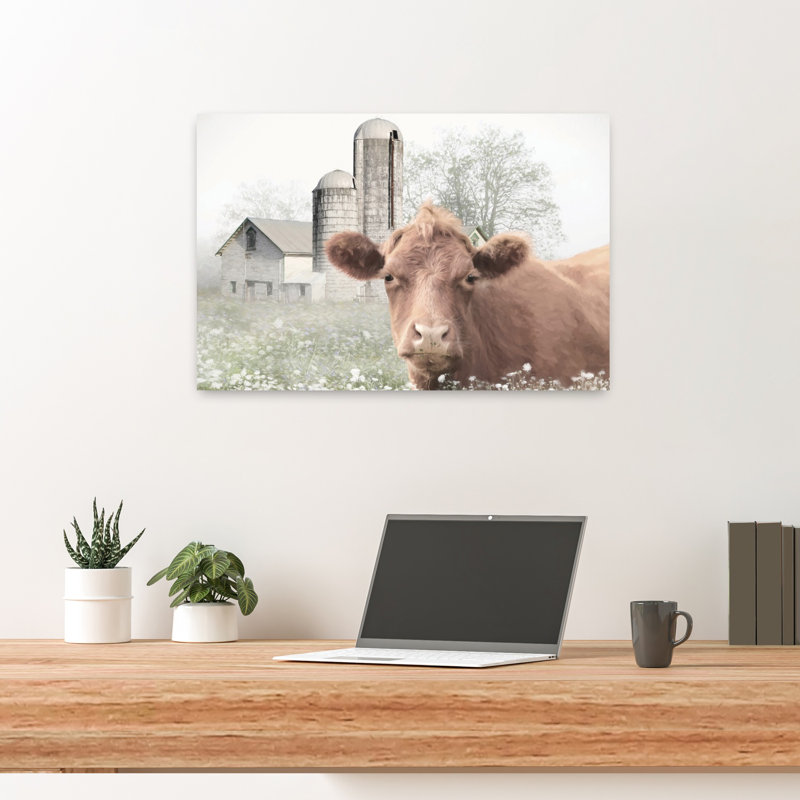 Bessie's Meadow, paysage moderne abstrait, art mural, 16" H x 24" W