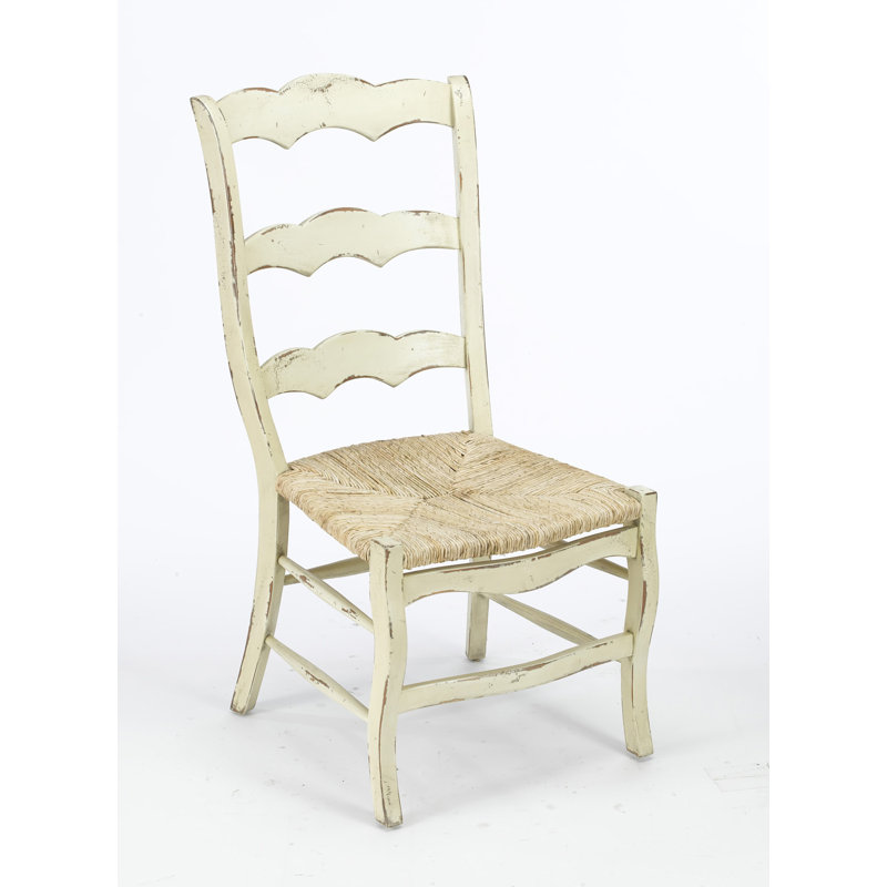 Dairis Solid Wood Ladder Back Side Chair, Parchment