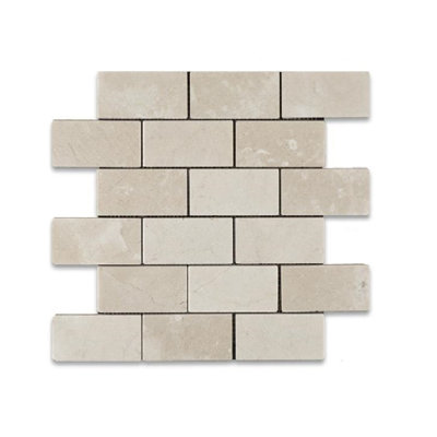 Crema Marfil 2" X 4" Brick Marble Look Floor And Wall Mosaic