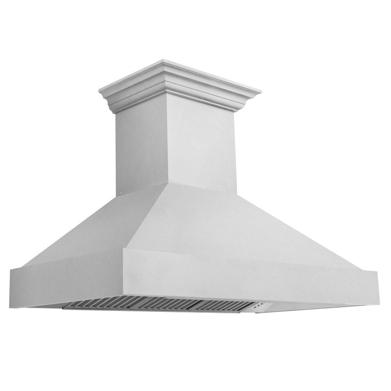 Hotte de cuisine murale en acier inoxydable satiné 48 po ZLINE avec poignée en acier inoxydable, Acier inoxydable satiné
