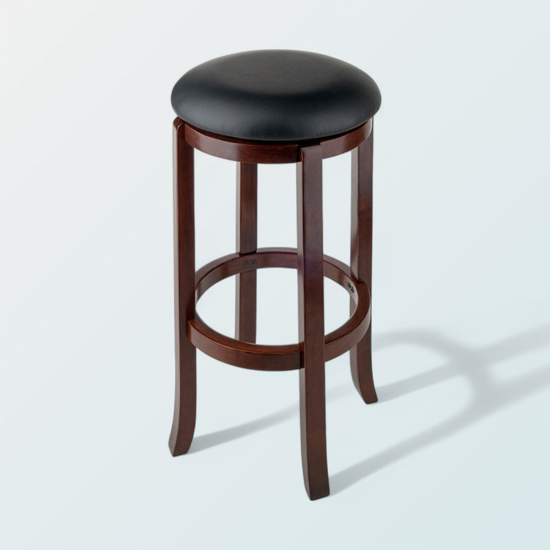 Maria Black and Brown Swivel Bar Stool with Cushion, 29.98'' H X 16.67'' W X 16.67'' D