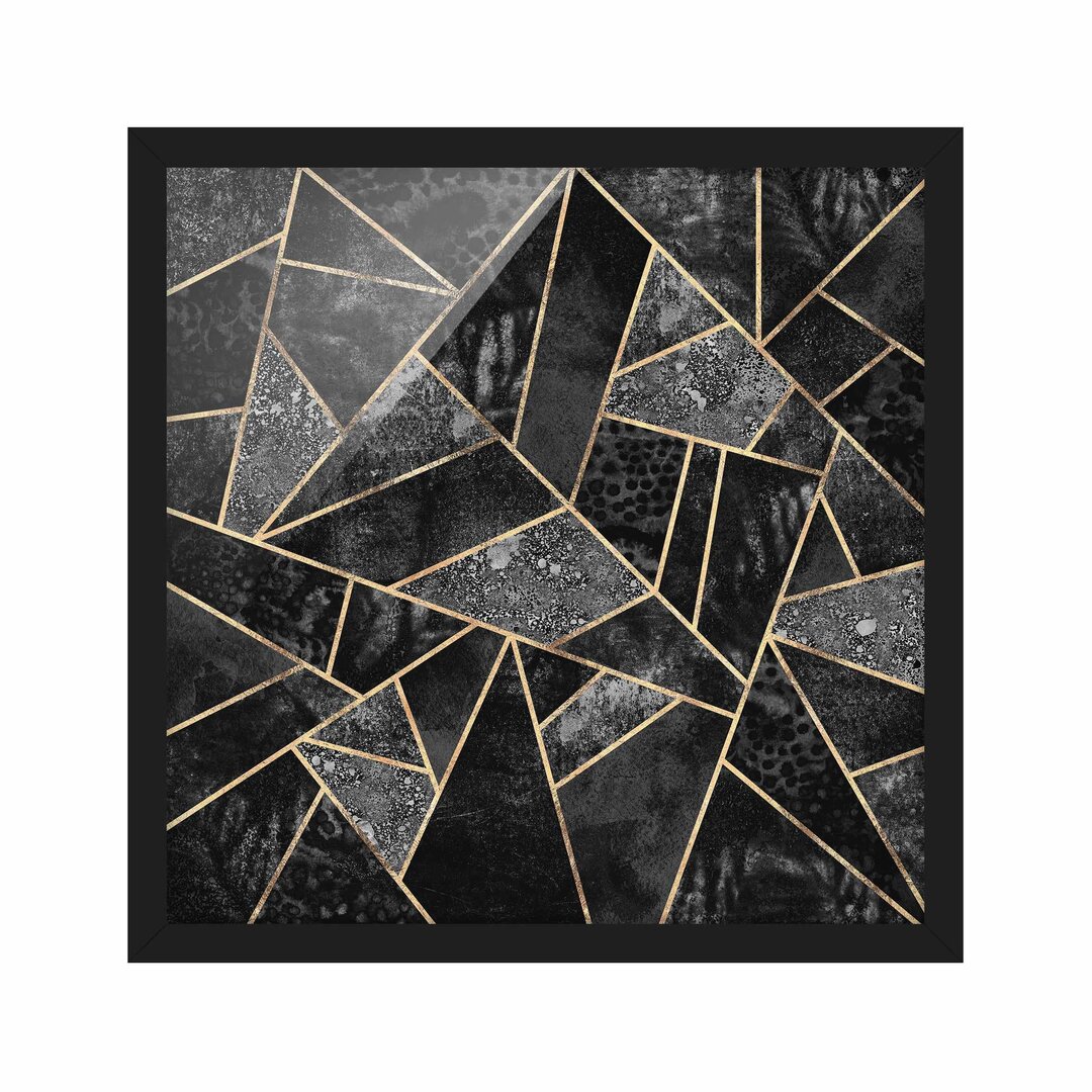 Gerahmtes Poster Grey Triangles Gold