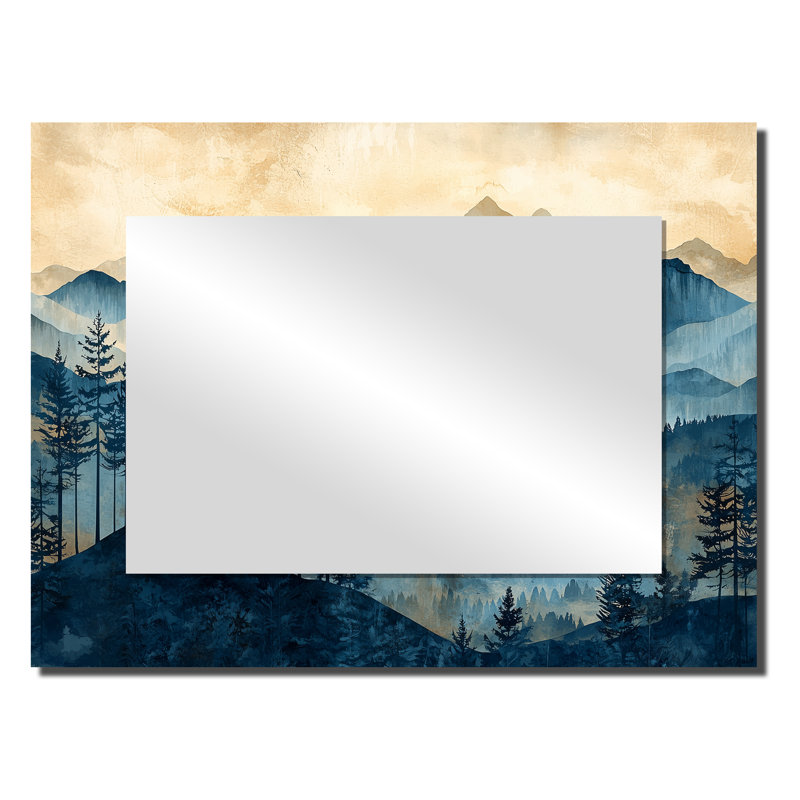 Majestic Natures Layers Of Mountains I - Miroir traditionnel pour décoration murale - imprimé sur métal, 24 po x 32 po