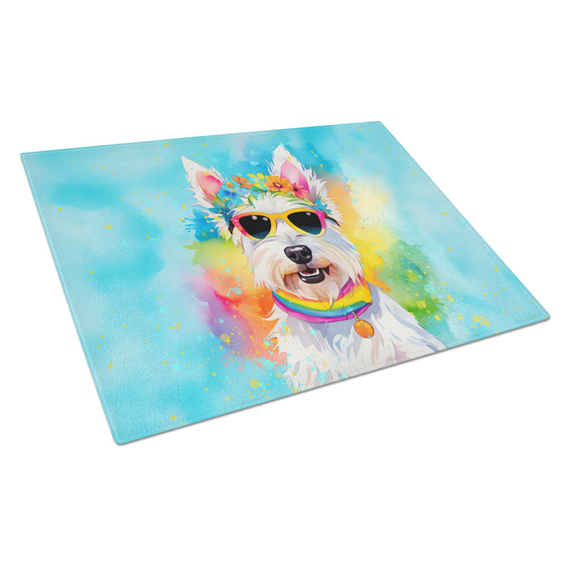 Grande planche à découper en verre Westie Hippie Dawg