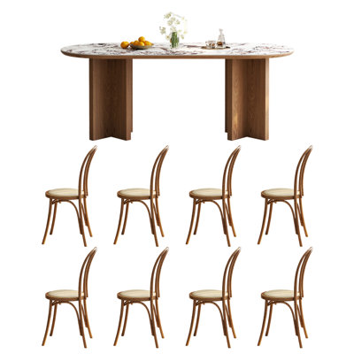 Space Saving Table And Chairs 8 - Person Double Pedestal Dining Set