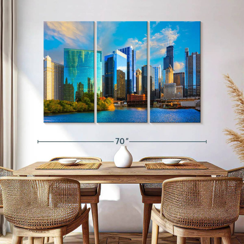 Sebbie Chicago Skyscrapers At Sunset, 42" H x 65" W