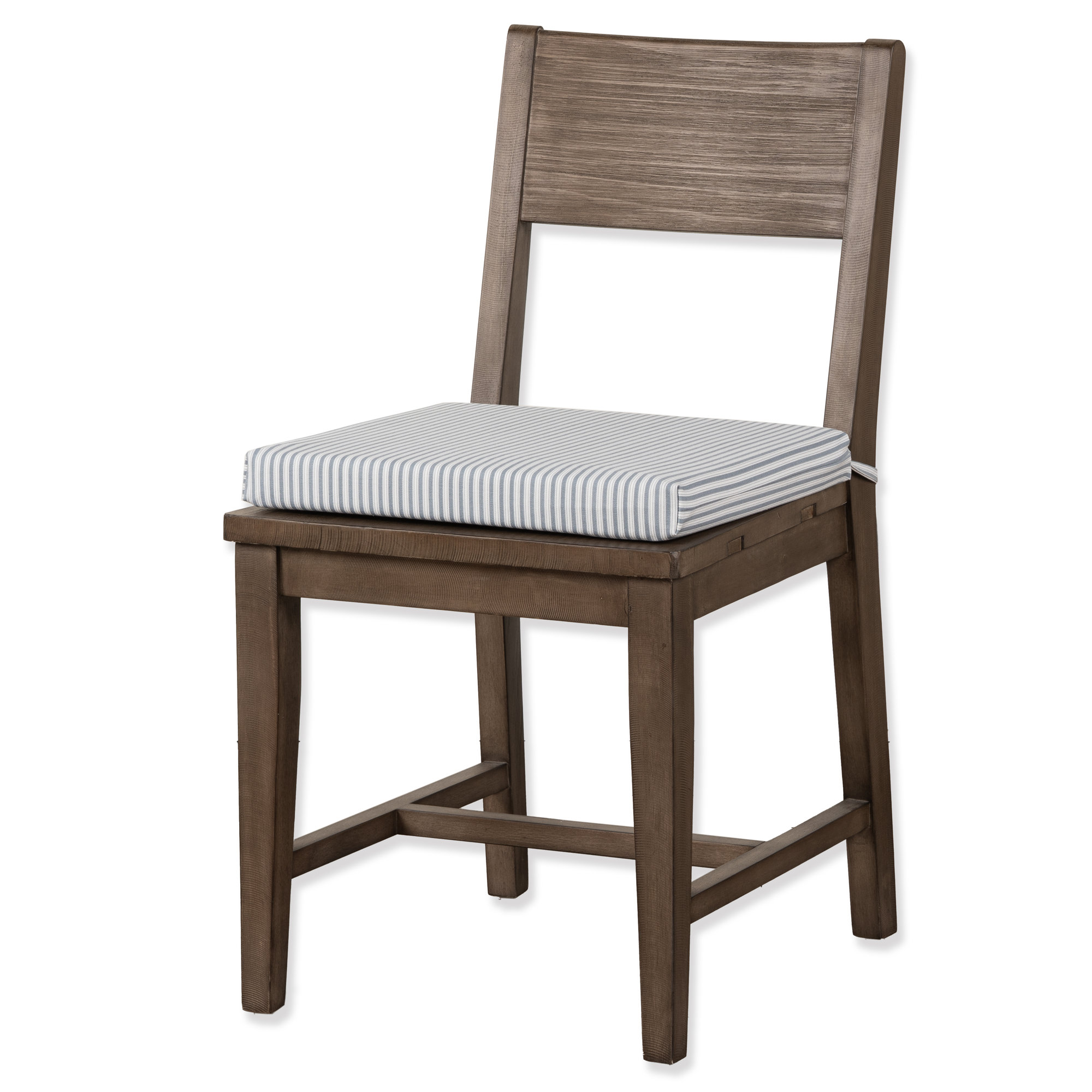 Birch Lane Polo Stripe 2" Dining Chair Seat Pad with Ties, Light Blue/White