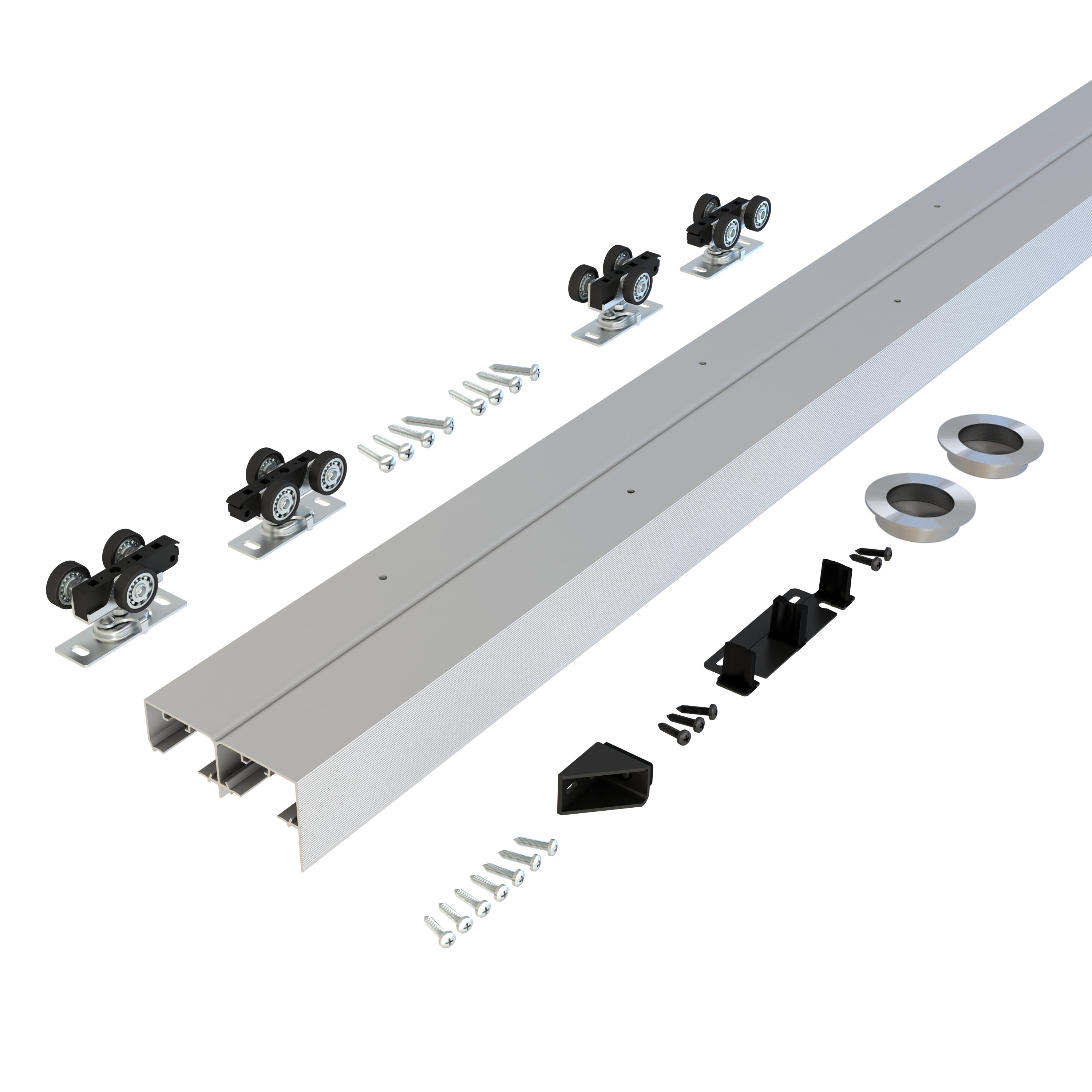 JUBEST Bypass Sliding Door Hardware, Bypass Wardrobe Closet Door