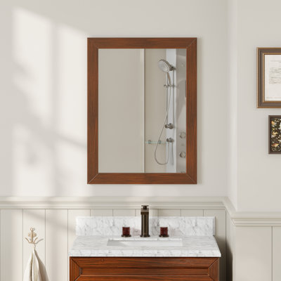 Miroir mural mural en bois massif, miroir droit de salle de bain de 5 mm,