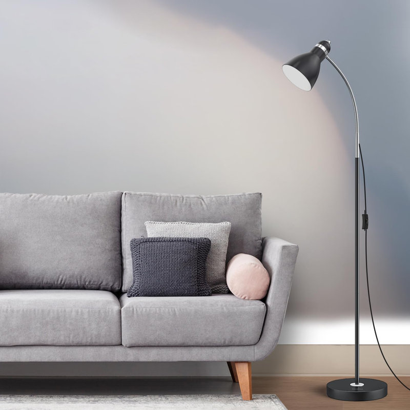 Lampe sur pied en métal avec col-de-cygne réglable, lampe sur pied en métal lourd, lampe sur pied, Noir, noir, noir, noir