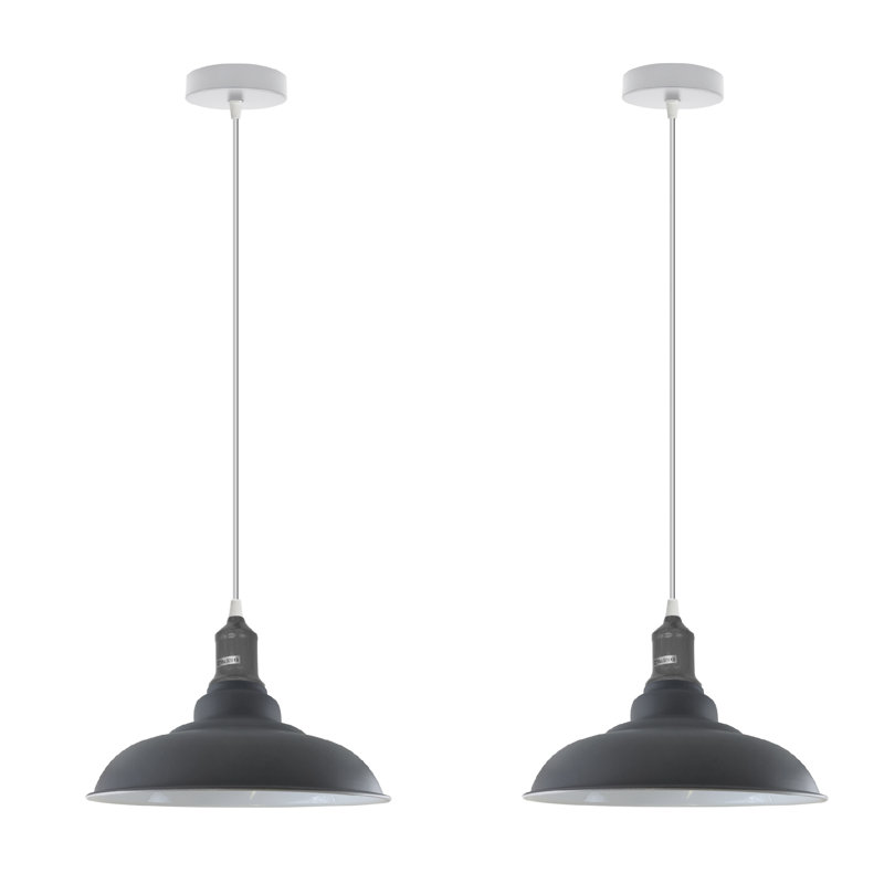 Abaas 1 - Light Antique Hand-painted High Temperature Dome Pendant, Gray