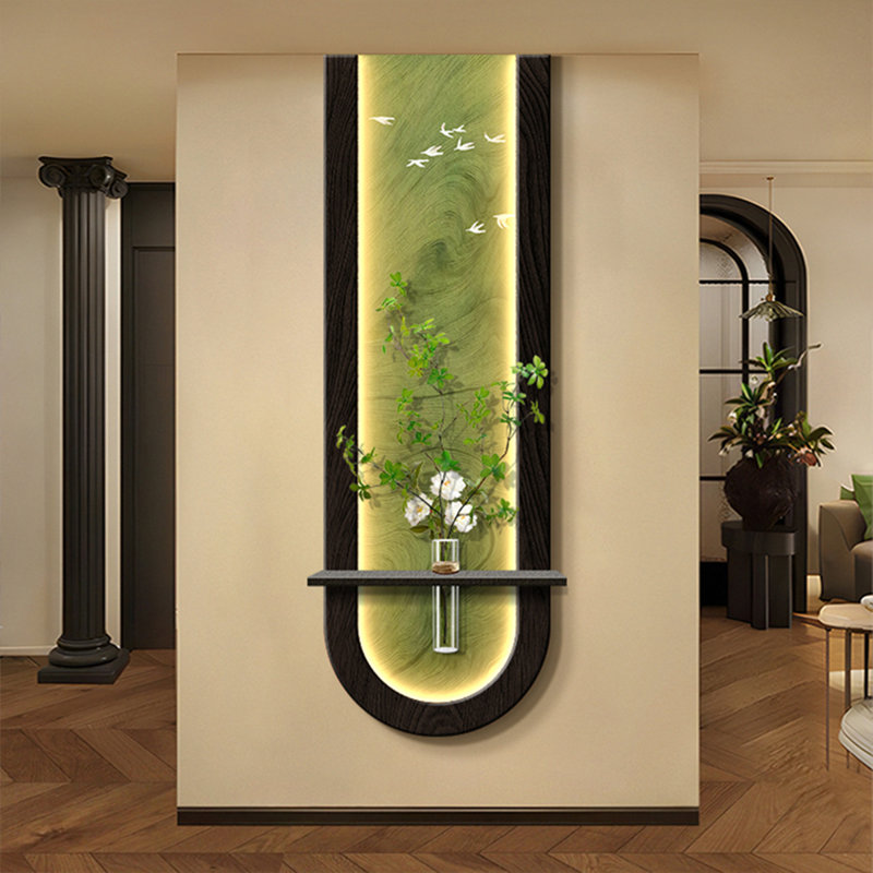Art mural vert et vert en forme de grès, H 39,37 po x l 12,99 po