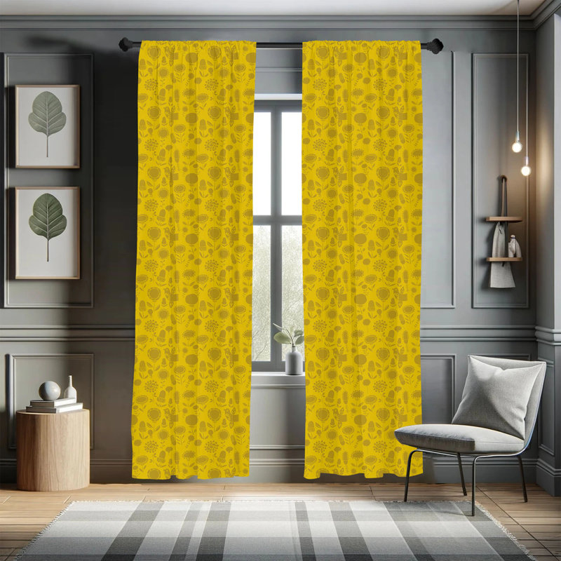 Botanical Semi-Sheer Rod Pocket Curtain Panels, 28" x 95"