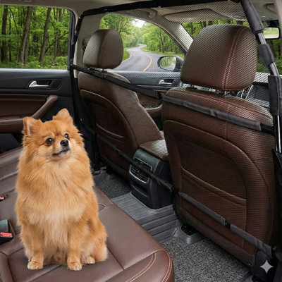 Escape-Proof Canine Auto Divider, 50-Inch Wide Barrier Compatible with 2nd and 3rd Row Seats and Cargo Compartment, Durable Rear Seat Gate with Transparent Mesh Netting for Small Trucks, SUVs, and Mid-Size Vehicles