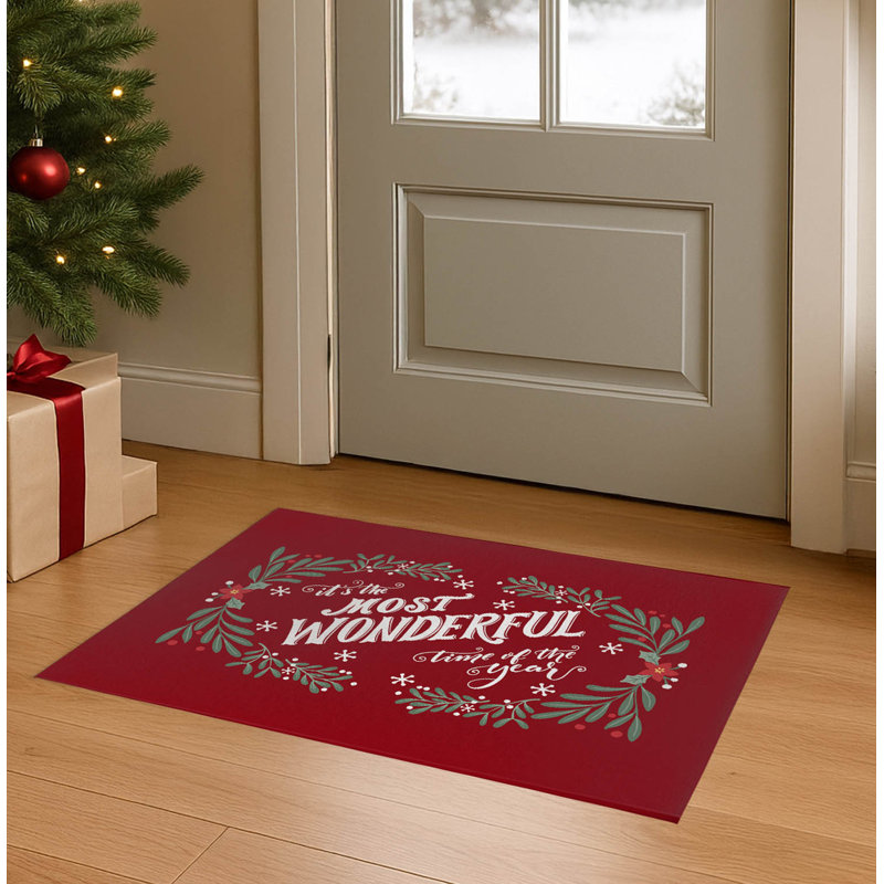 Paillasson d'intérieur It's It's the Most Wondeful Time of the Year, Rouge, L 48 po x L 72 po