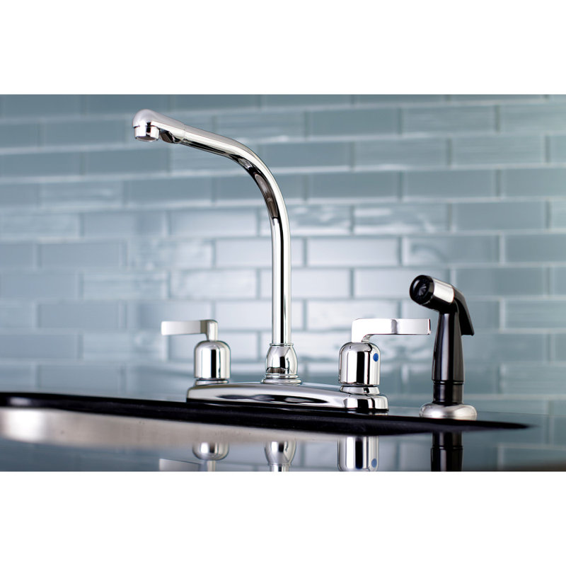 Kingston Brass Centurion Two-Handle 4-Hole 8" Centerset Kitchen Faucet with Side Sprayer