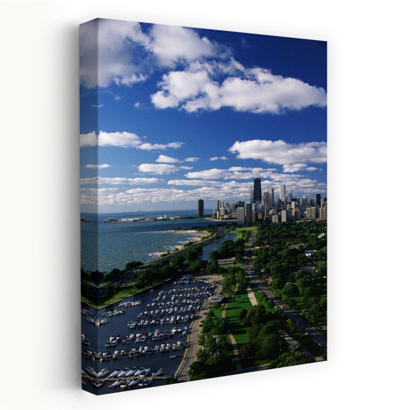 Lincoln Park and Diversey Harbor Chicago Il, art contemporain abstrait, art urbain, H 24 po x l 16 po