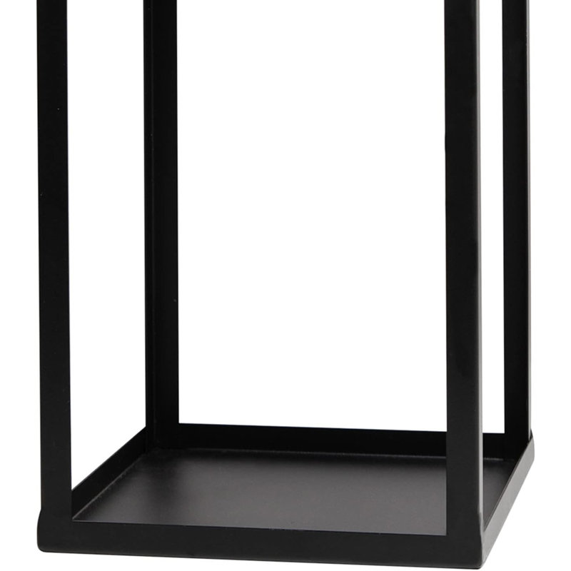 Black Metal LED Candle Lanterns Set with Timer, 15.8'' & 12.6''