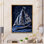 Voilier en porcelaine blanche et bleue - reproduction sur toile