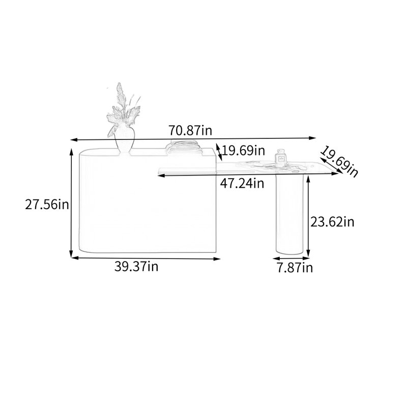 Table de présentation en verre Modern, Blanc