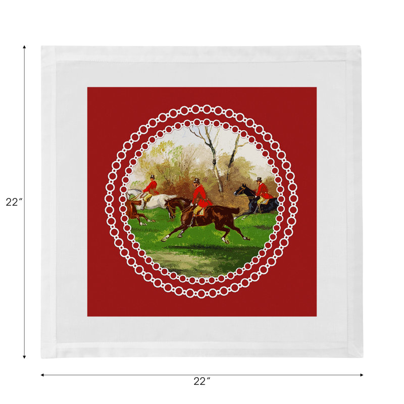 English Hunting Cotton Blend Square Napkins, Red