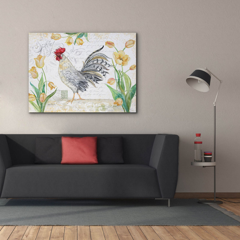  «Seasonal Rooster 4» par Jean Plout, art mural sur toile, H 40 po x l 54 po x P 1,5 po