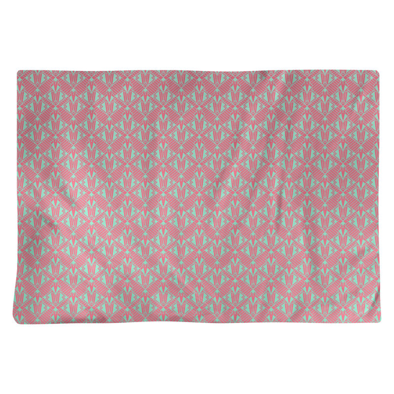 Napperon en coton 18 po Classic art deco, Rose / Vert