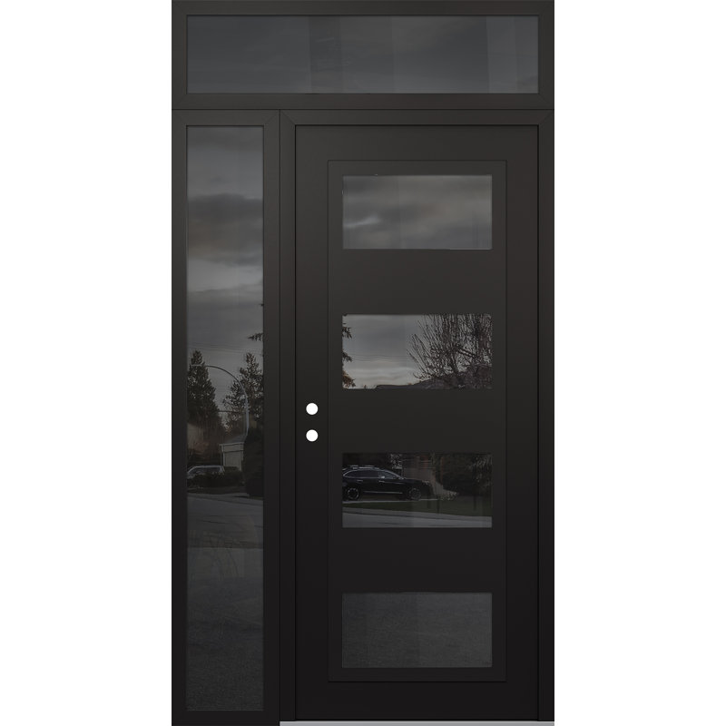 Porte d'entrée avant à panneau avant avec panneau latéral et panneau noir, L 51,25 po x H 95,69 po, Miroitant