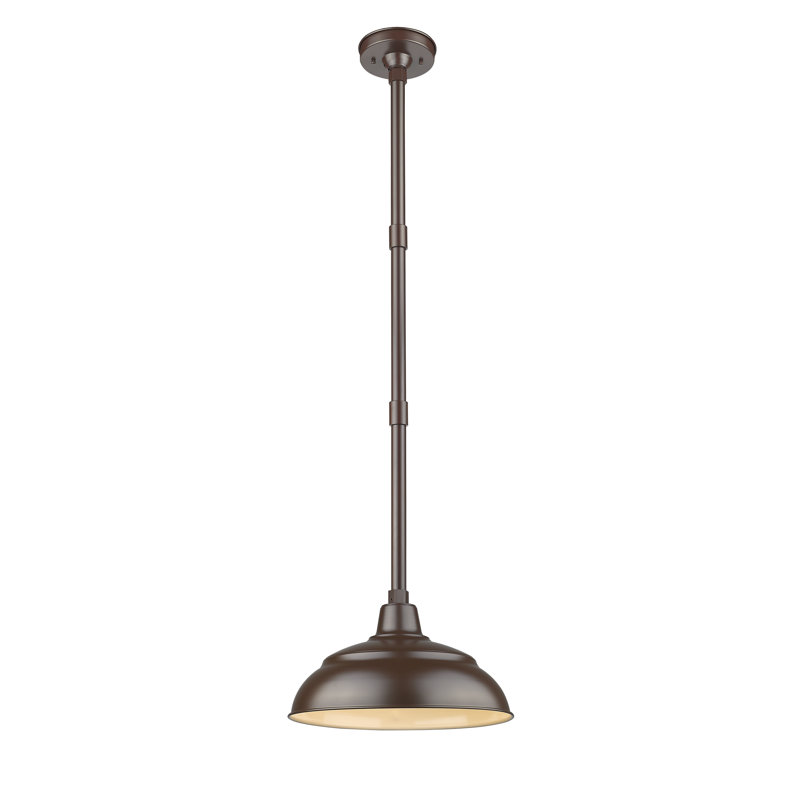Luminaire suspendu en forme de dôme à 1 lumière Camila Warehouse, Noir satiné, H 8,25 po x l 14 po x P 14 po