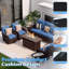 Ensemble de conversation de patio extérieur en osier 8 pièces avec des chaises pivotantes et des poufs-146366369-146366382