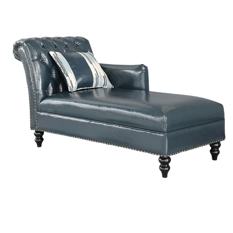 Chaise longue rembourrée Tidus, Bleu, Accoudoir à gauche (vu de face)