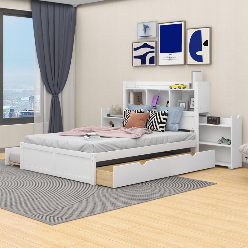 Lit plateforme avec rangement Arien, Blanc