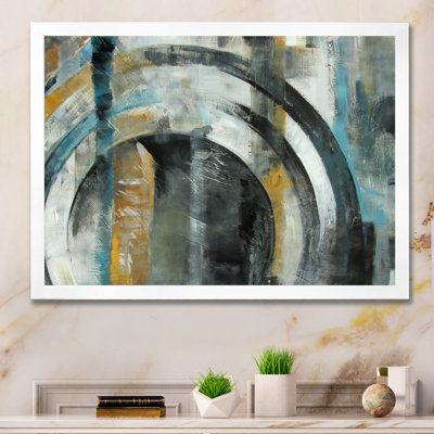 Grunge noir et gris cercles - reproduction de cadre flottant sur toile