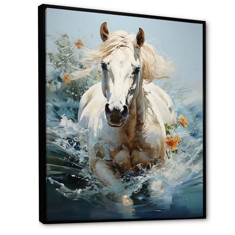 Majestic Gallop Horse I, Cadre flottant noir, H 44 po x l 34 po x P 1,5 po