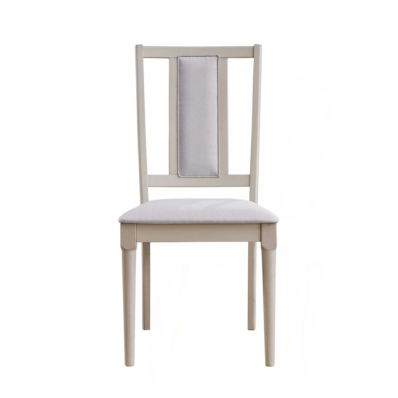Chaise d'appoint en lin beige et finition naturelle, ensemble de 2