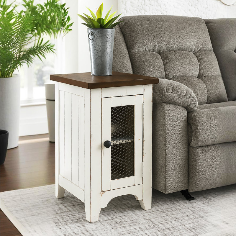 Table de bout avec rangement Hannah-Rosalie, Blanc