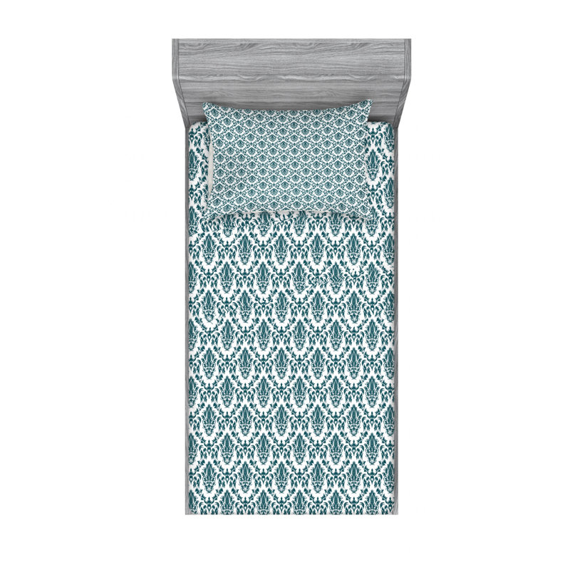 Microfiber Damask Sheet Set, Twin XL Sheet Set with Fitted Sheet