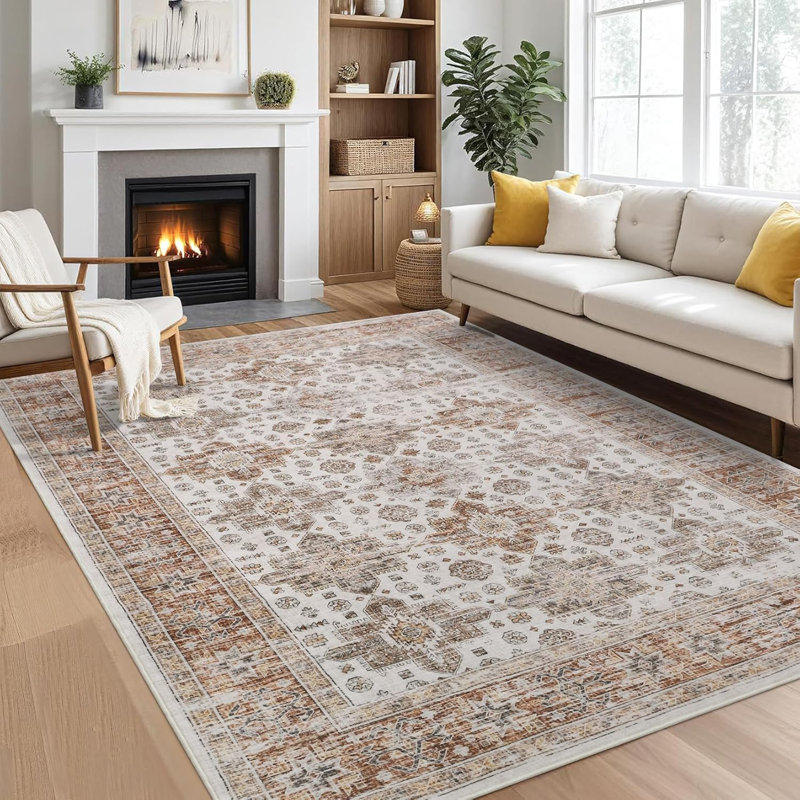 8 x 10 tapis Soft Vintage Large Surface Large Boho Farmhouse, Rectangle 9 pi x 12 pi