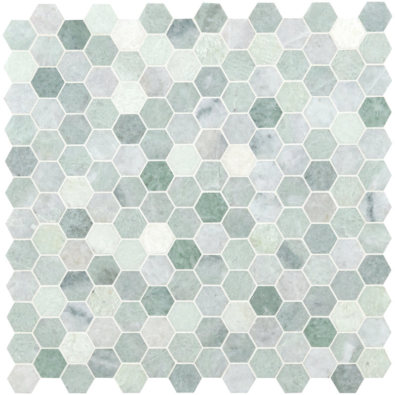 Carreau de mosaïque en marbre poli 12 po x 12 po Ackland Nordic Jade Hexagon