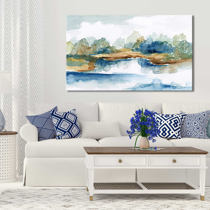«Blue Serenity» par Nan - peinture, Toile tendue, H 18 po x l 30 po x P 1 po
